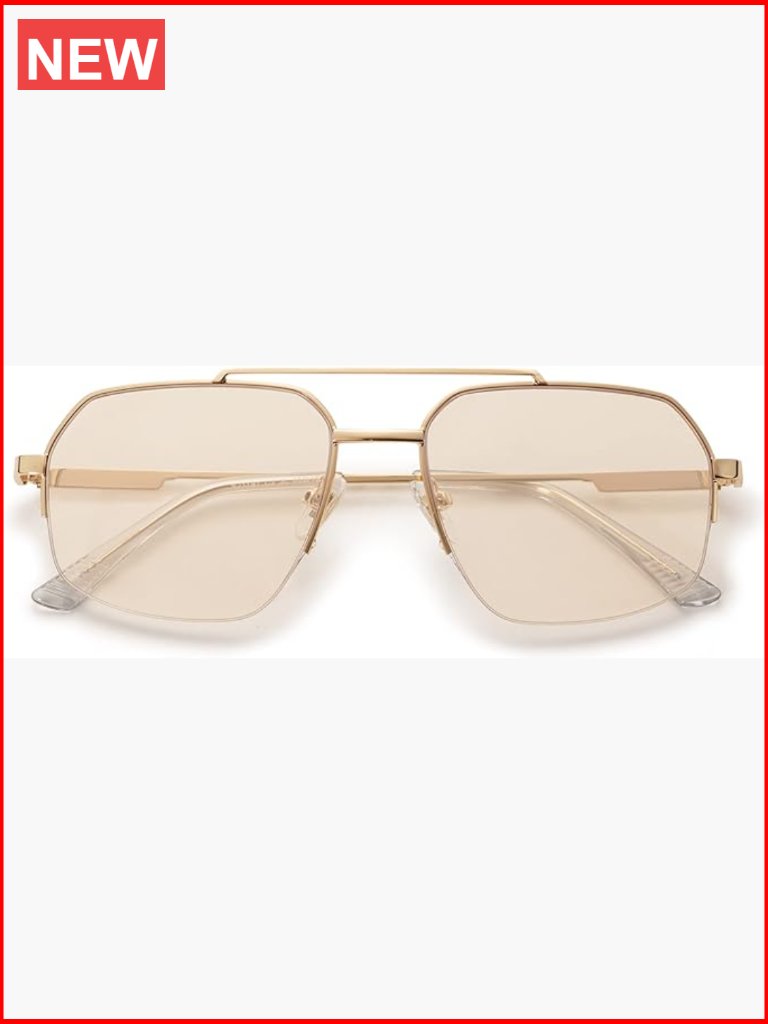 Trendy Aviator Sunglasses Mens Womens Retro Double Bridge Metal Frame